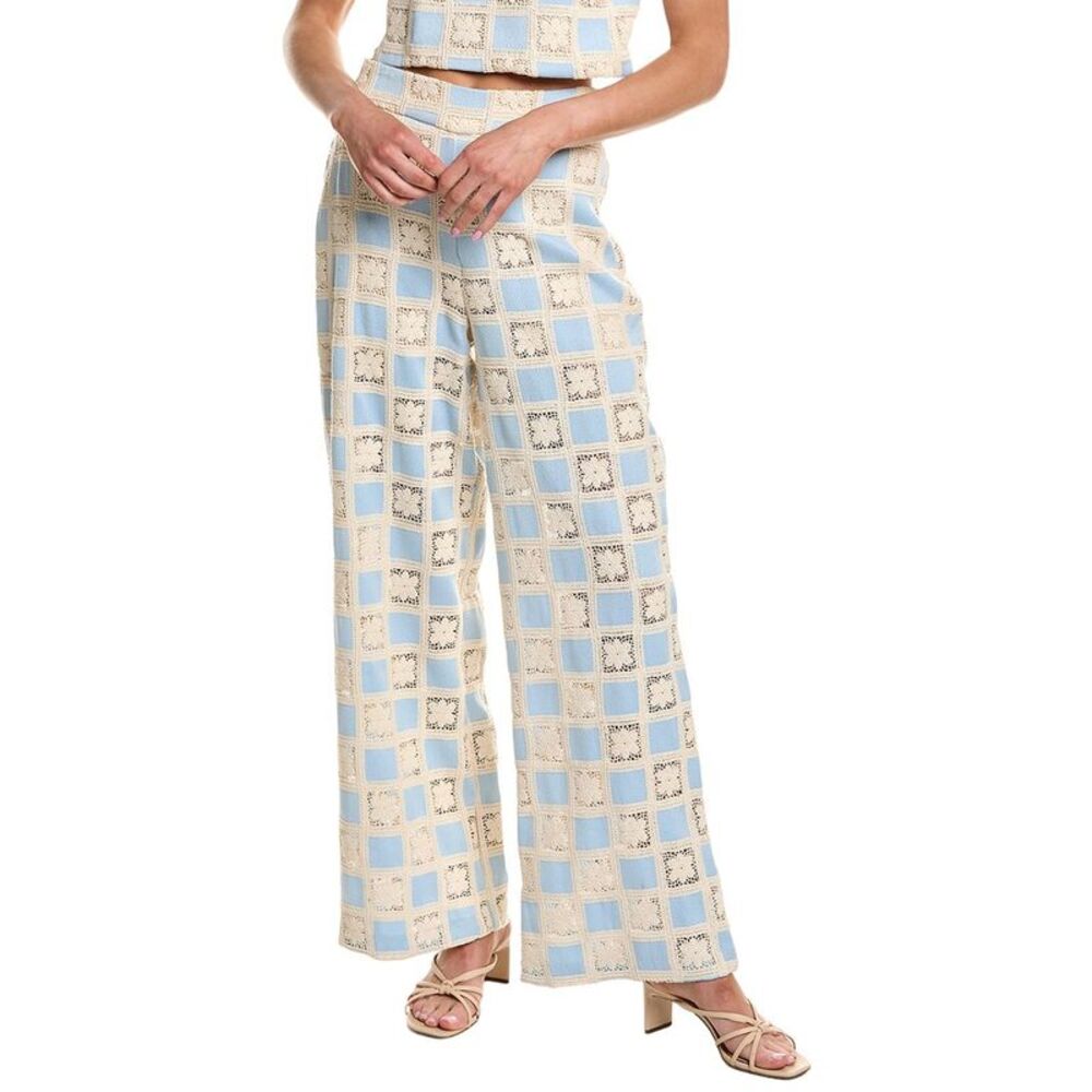 English Factory Womens  Crochet Long Pant, Blue
